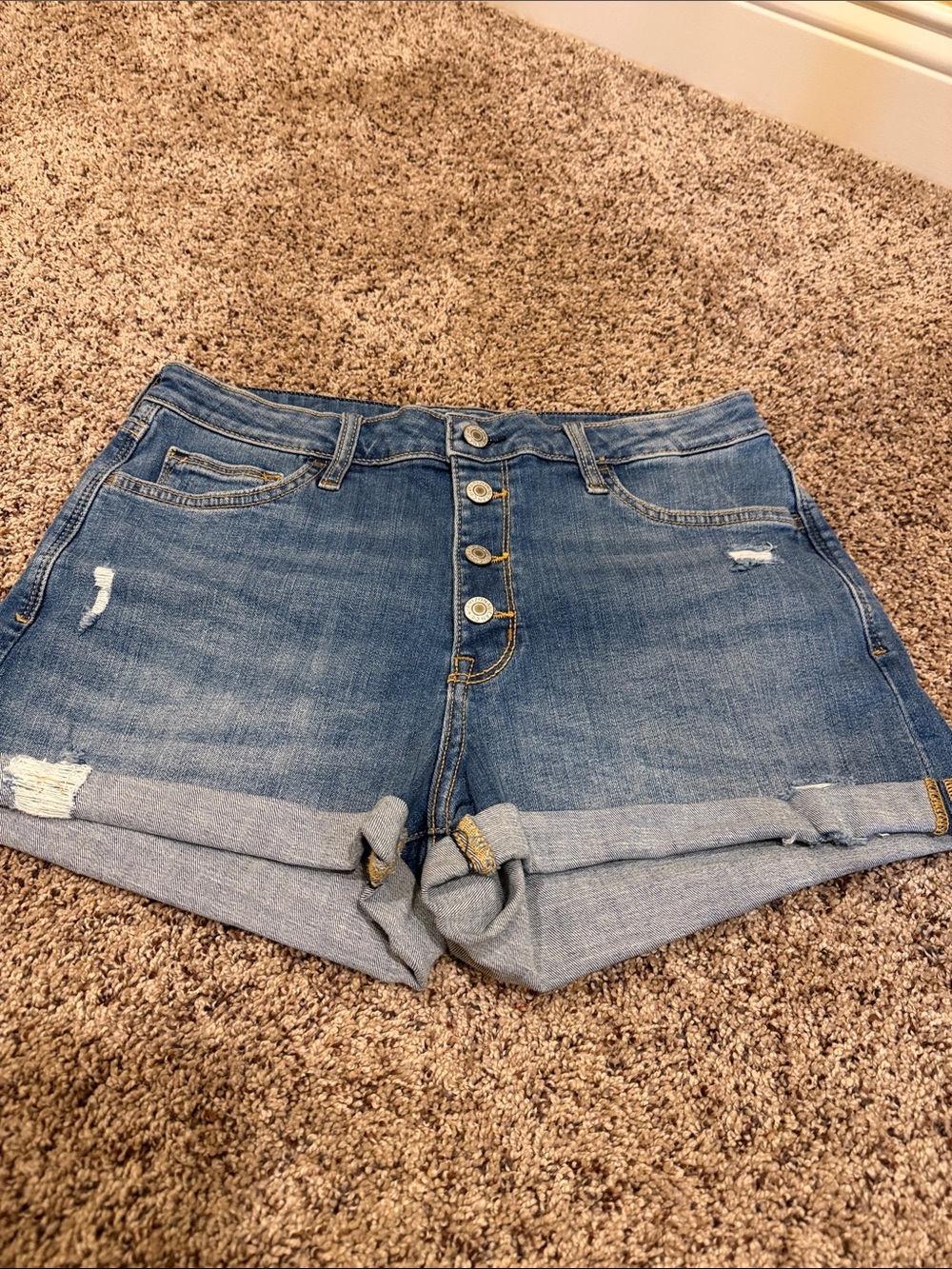 Arizona Jean Company Medium Blue Rolled Cuff Denim Shorts